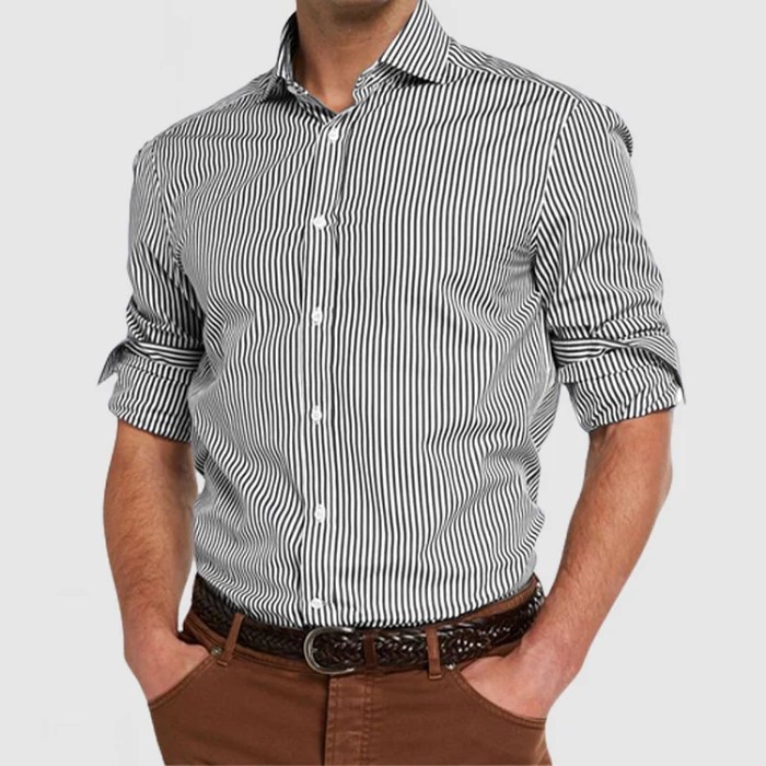 Men's striped dress shirts long sleeve