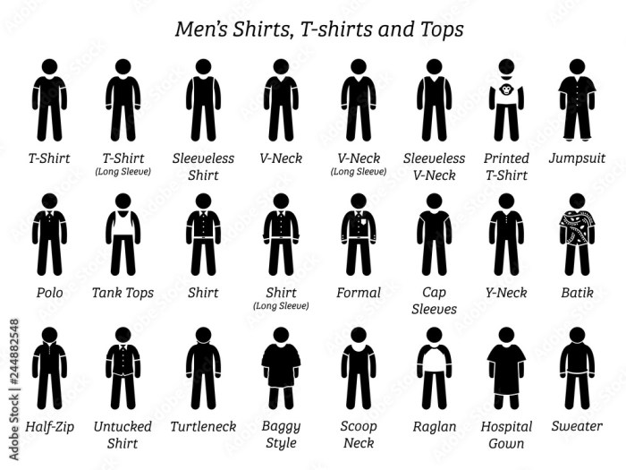 Different types of men's dress shirts