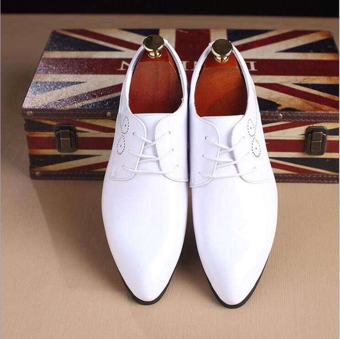 Wedding mens white dress shoes